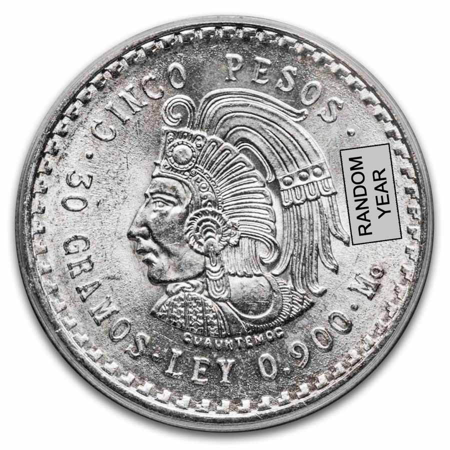 1947-1948 Mexico Silver 5 Pesos Cuauhtemoc BU PCGS (Green Label